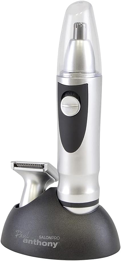 Nose & Beard Trimmer - LED Light Illumination - Battery Operated - Includes Stand - Silver - H5130BK