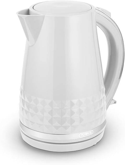 Tower T10075WHT Solitaire Kettle 1.5L 3KW White and Chrome Accents