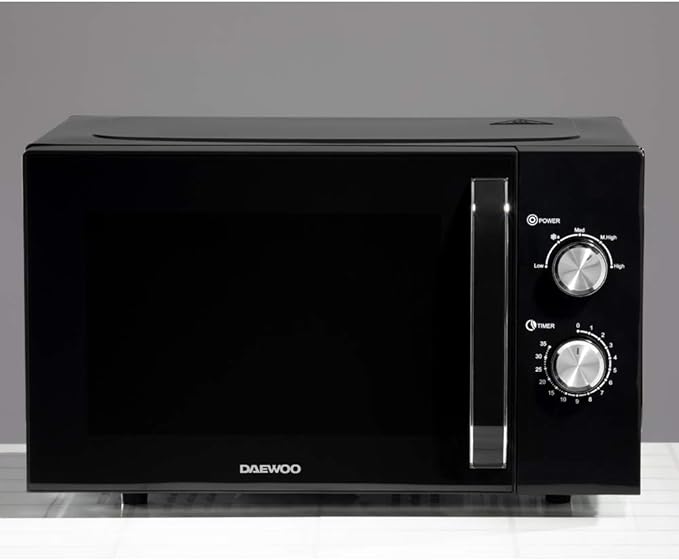 23L Microwave | Manual 35 Minute Timer  | Auto Defrost Function | Glass Turntable and Windowed Door |- Black