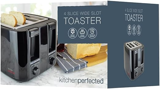 Four Slice Extra Wide Slot Toaster Black