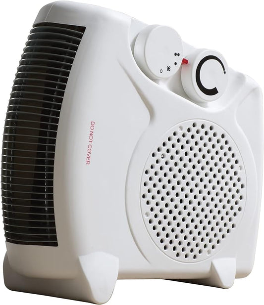 Flat Upright Electric Fan Heater | 2000 Watts | White