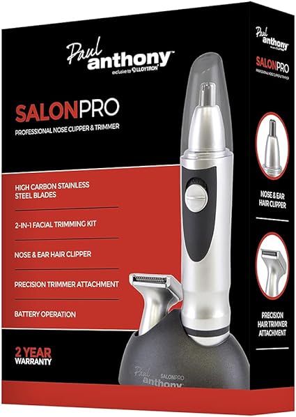 Nose & Beard Trimmer - LED Light Illumination - Battery Operated - Includes Stand - Silver - H5130BK