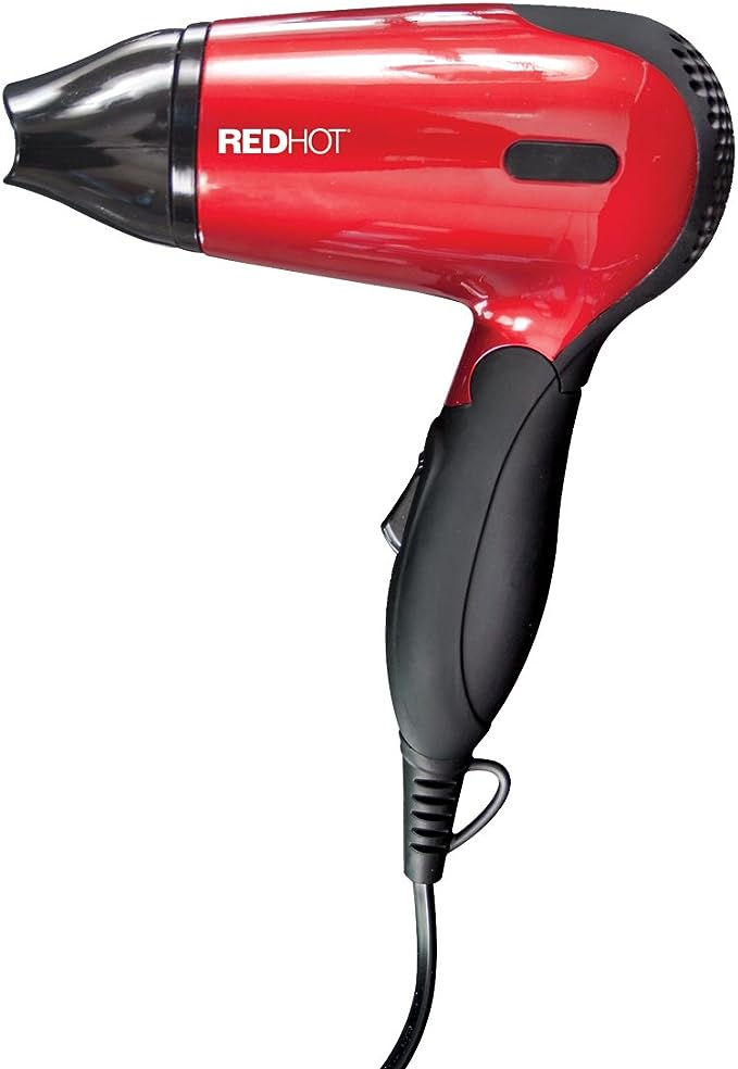 Red Hot 37070 1200W Travel Hair Dryer With Folding Handle / Red Coloured