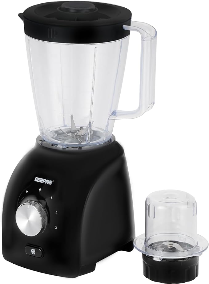 Blender and Grinder | 1.5 Lire Blender | 300 ml Grinder | Geepas 600W | Black