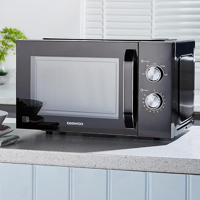 23L Microwave | Manual 35 Minute Timer  | Auto Defrost Function | Glass Turntable and Windowed Door |- Black