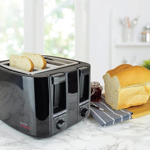 Four Slice Extra Wide Slot Toaster Black