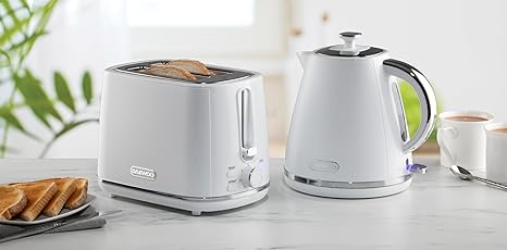 Kettle and Toaster Combo | Stainless Steel Pyramid  | 1.7 Litre Kettle and 2 Slice Toaster | White