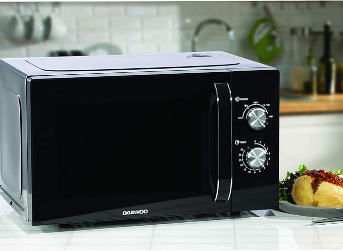 23L Microwave | Manual 35 Minute Timer  | Auto Defrost Function | Glass Turntable and Windowed Door |- Black