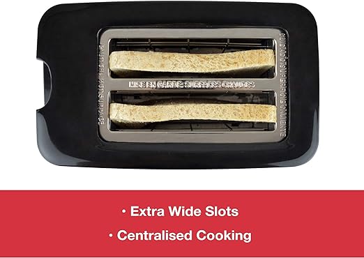 Two Slice Extra Wide Slot Toaster - 750W - Gloss Black