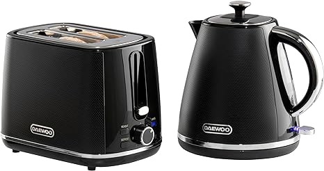 Kettle and Toaster Combo | Stainless Steel Pyramid  | 1.7 Litre Kettle and 2 Slice Toaster | Black