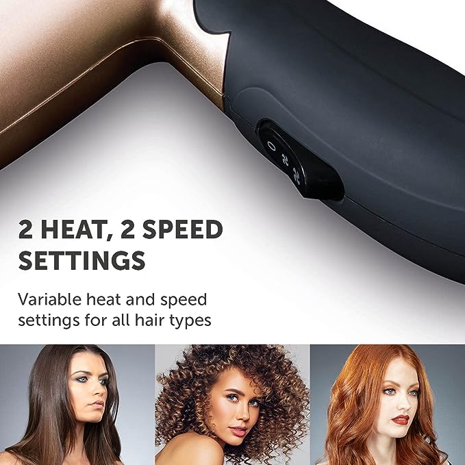 Travel Hair Dryer with Concentrator Nozzle, Travel Bag, 1200 W, Black and Rose Gold