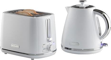 Kettle and Toaster Combo | Stainless Steel Pyramid  | 1.7 Litre Kettle and 2 Slice Toaster | White