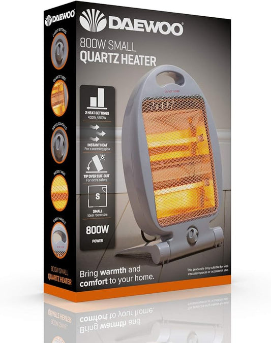 Halogen Heater 800W Small Quartz  |Grey Black