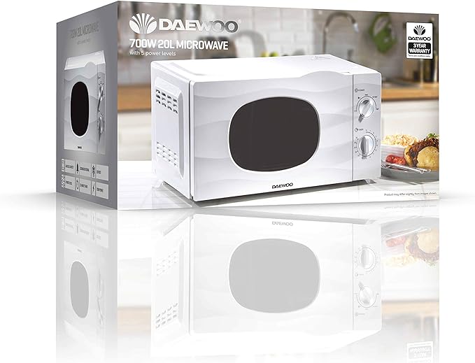 20 Litre 700W Microwave with auto defrost | Manual 35 Minute Timer Dial | White