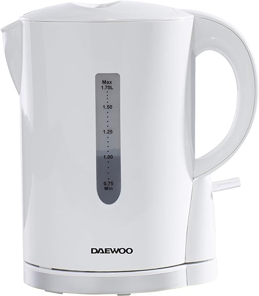 Plastic Chrome Kettle, 1.7 Litres, Fast Boil, Lightweight, Easy Clean - White