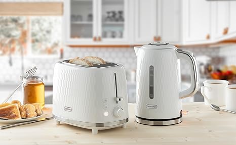 Kettle & Toaster Set | Daewoo Honeycomb Collection | 1.7 Littre Kettle and " Slice Toaster | White