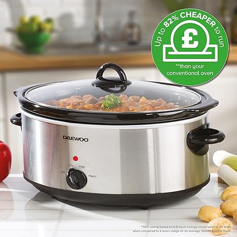 Stainless Steel Slow Cooker |  6.5 Litre | 3 Heat Settings