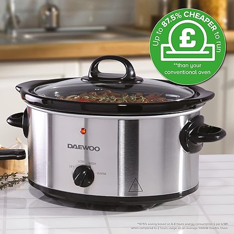 3.5 Litre Slow Cooker | Stainless Steel | 3 Heat Settings