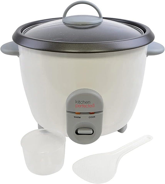 1.8L Automatic Rice Cooker with Removable Rice Bowl, White, Warm and Cook Indicators, Toughened Glass Lid