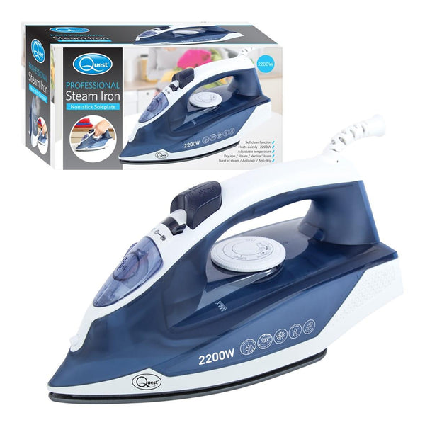 Professional Steam Iron / Variable Temperature / 40 Second Rapid Heating / Non-Stick Soleplate and Self Clean Function / 2200 W / Blue Colour